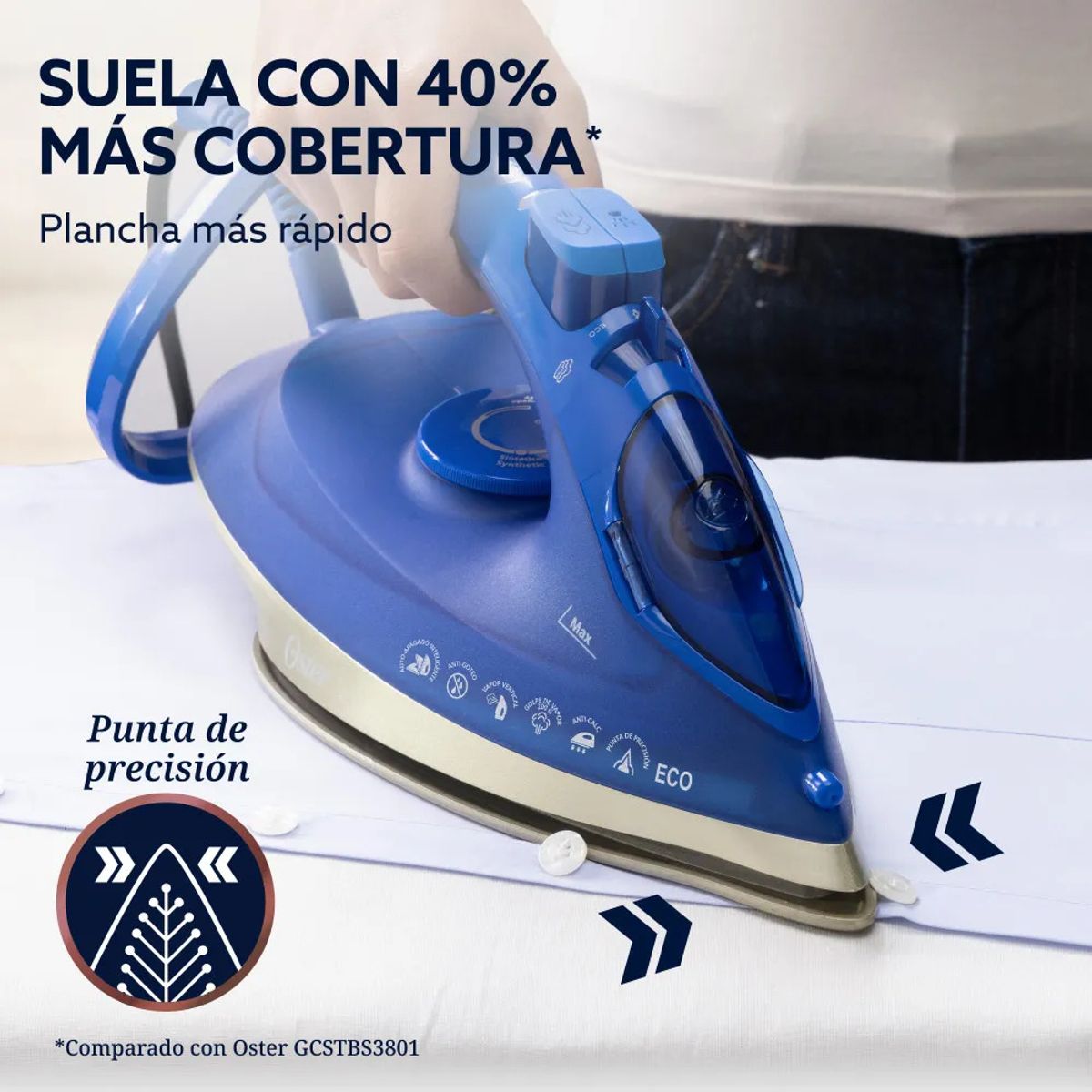OSTER - Plancha Vapor Oster Aeroglide Max S7800 Azul Gcstac7801