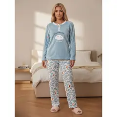 LIKE SHOP - Pijama Mujer Corderito Invierno Manga Larga Diseños 0473