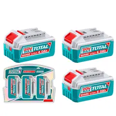 TOTAL TOOLS - Kit 3 Baterias De Litio 20V 4.0Ah P20S TOTAL
