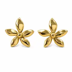 GENERICO - Aros Flor Plateados Acero Inoxidable Estilo Minimalista Mujer