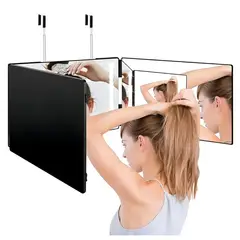 GENER - Espejo Triple De Corte de Pelo 3 Espejos Barberia Maquillaje Negro