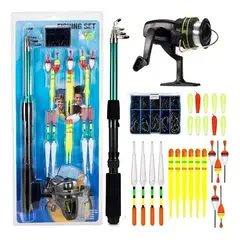 NORPLAT - Kit Completo Pesca Accesorios Caña Carrete Señuelos