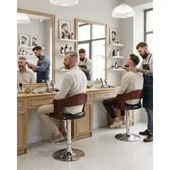 MYLHOGAR - Taburete Silla de Bar Madera y Ecocuero Ajustable Giratorio
