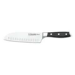 3 CLAVELES - Cuchillo Santoku Acero Inox Forjado 18cm Línea Toledo Negro