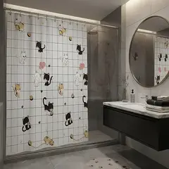 GENERICO - CORTINA DE BAÑO ELEGANTE 180X180 CM CON FORRO BLANCO CB27