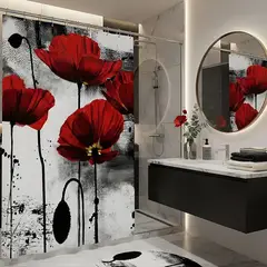 GENERICO - CORTINA DE BAÑO ELEGANTE 180X180 CM CON FORRO BLANCO CB31