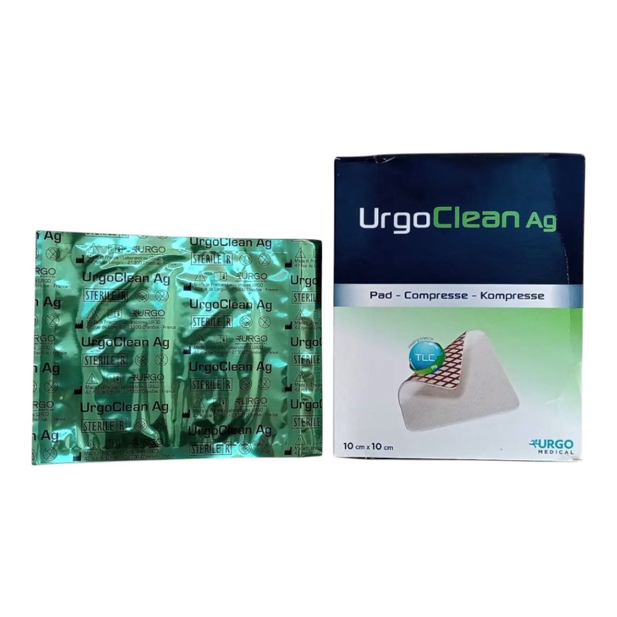 URGO - Urgoclean Ag Apósitos Antimicrobianos 10x10 Cm 1 Pza Color Blanco