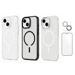 LINKON - Carcasa iPhone Magsafe Premium + Protector Pantalla - Set de 3 - Negro - 13