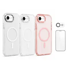 LINKON - Carcasa iPhone Magsafe Premium + Protector Pantalla - Set de 3 - Rosa - 17e