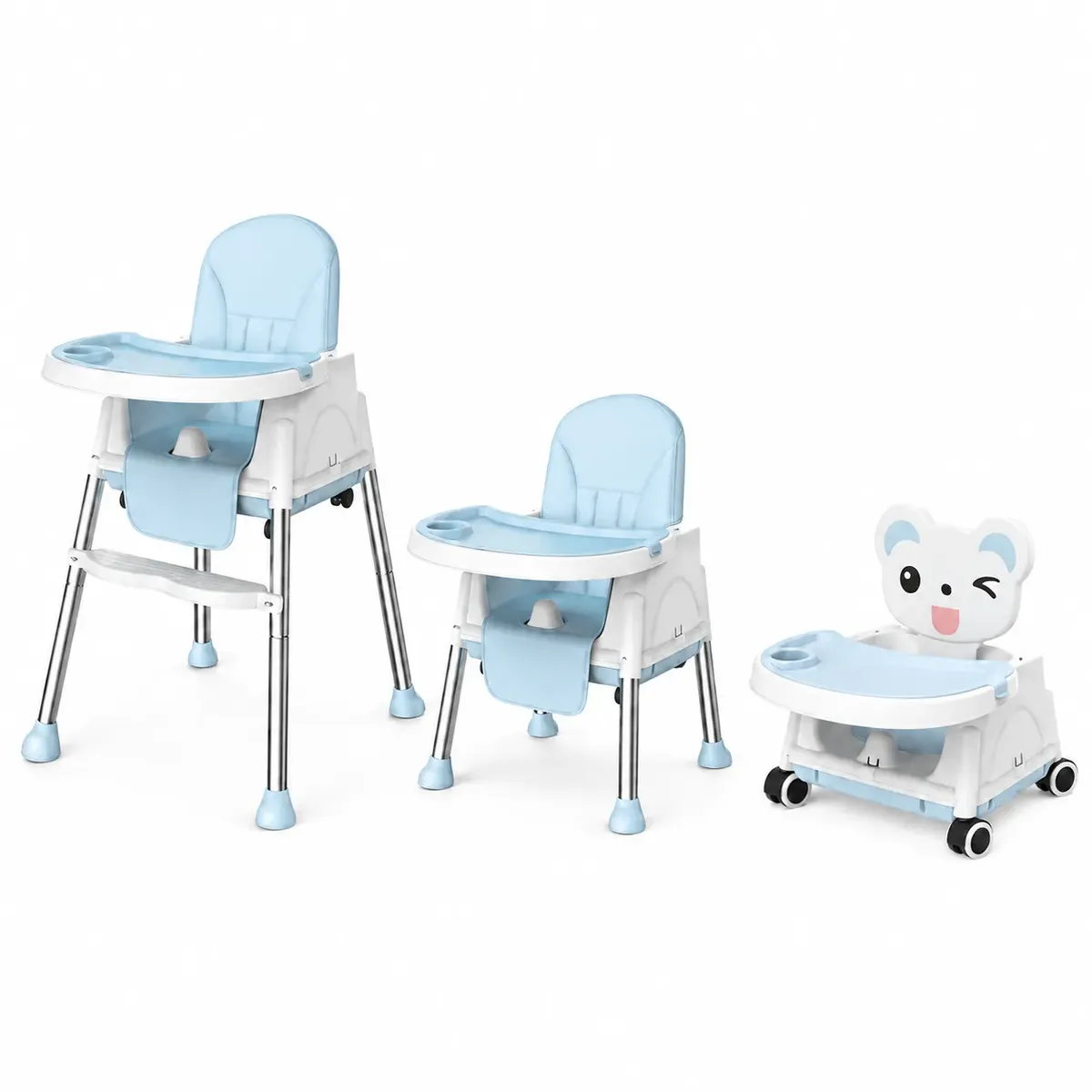 IRM - Silla De Comer Asiento Plegable Para Niños 4 En 1 Color Azul
