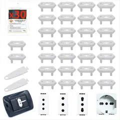 GENERICO - 30ud Cubre Enchufe Seguridad Bebe Tapa Protector Con 2 Llave BELUG