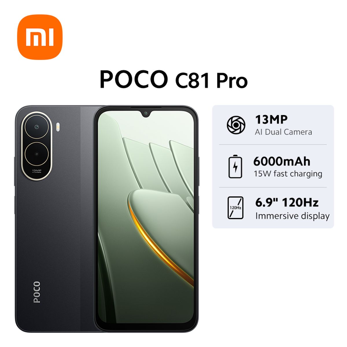 XIAOMI - Celular Xiaomi POCO C81 Pro 4 GB + 64 GB Pantalla inmersiva de 6,9" Batería enorme de 6000 mAh