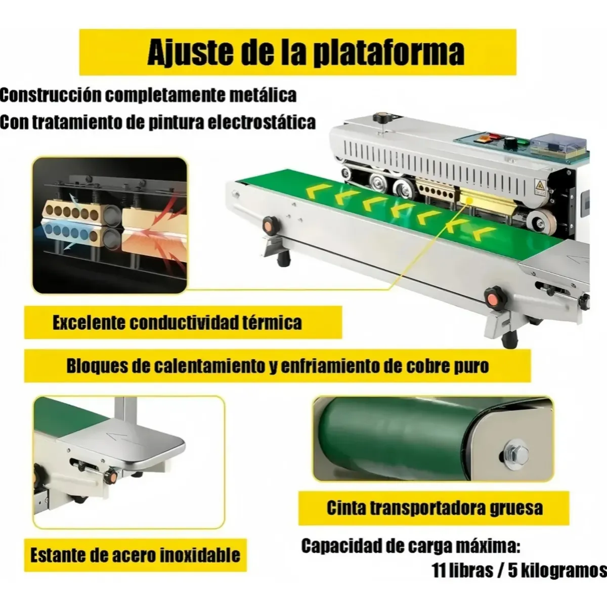 VIDA BUENAS - Máquina Selladora De Banda Continua Automatizada Plateada