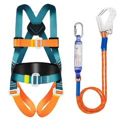 WUWAWDO - Arnés De Seguridad + Cabo De Vida Total Color Naranja Y Azul
