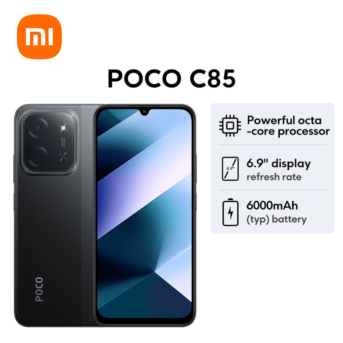 XIAOMI - Celular Xiaomi POCO C85 6GB +128GB Batería masiva de 6000 mAh (typ) Pantalla inmersiva de 6,9"
