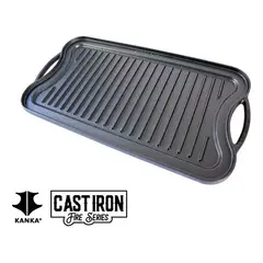 KANKA - - Plancha Churrasquera 2 En 1 De 50cm - Hierro Fundido Color Negro