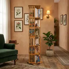 GENERICO - ESTANTE ORGANIZADOR DE 7 NIVELES CON ROTACION 360 GRADOS DE MADERA DE BAMBÚ NAN