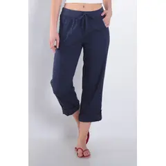 WADOS - PANTALON CROP RECTO TIRO ALTO PRETINA ELASTICADA CON LAZO EN CINTURA