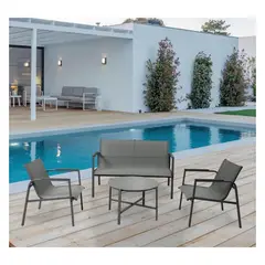AUCKLAND OUTDOOR - Juego De Terraza Living Malla Saint Thomas 4 Piezas Exterior