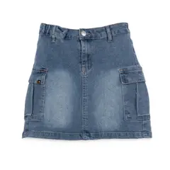 PILLIN - Falda Niña Denim Cargo Azul