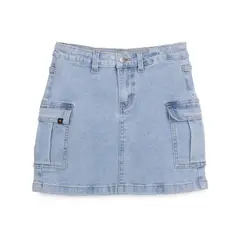 PILLIN - Falda Niña Denim Cargo Celeste
