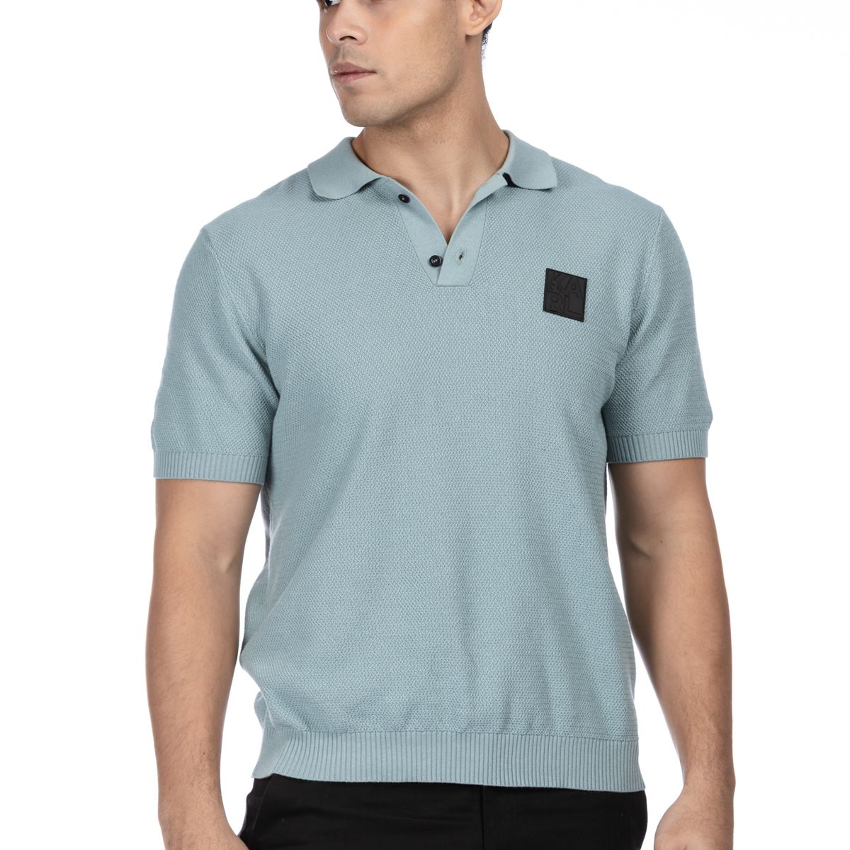 KARL LAGERFELD - Polo de punto con parche de goma Verde Karl Lagerfeld