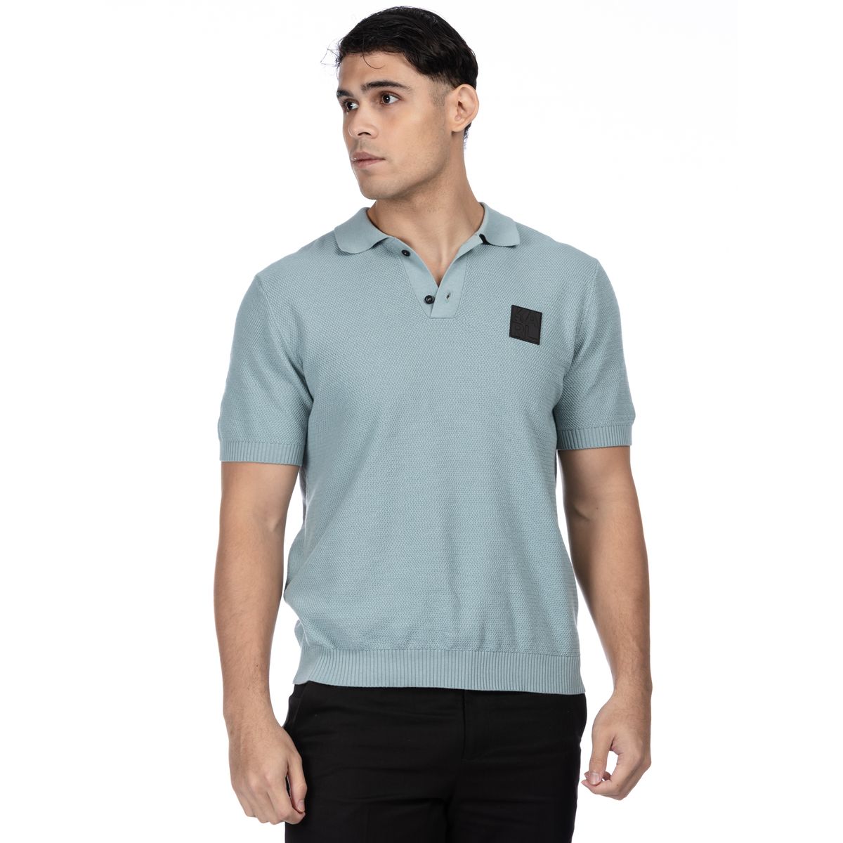 KARL LAGERFELD - Polo de punto con parche de goma Verde Karl Lagerfeld
