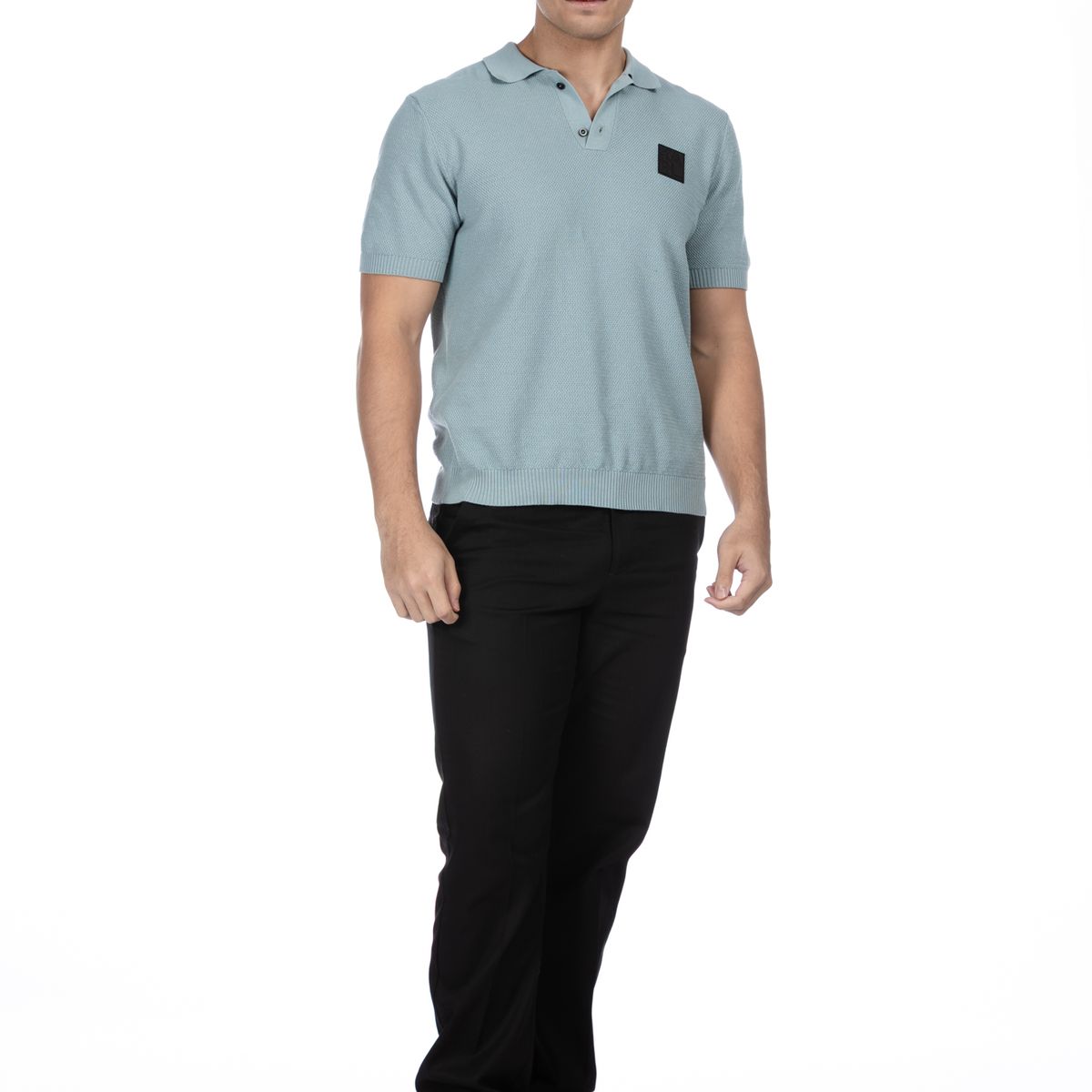 KARL LAGERFELD - Polo de punto con parche de goma Verde Karl Lagerfeld