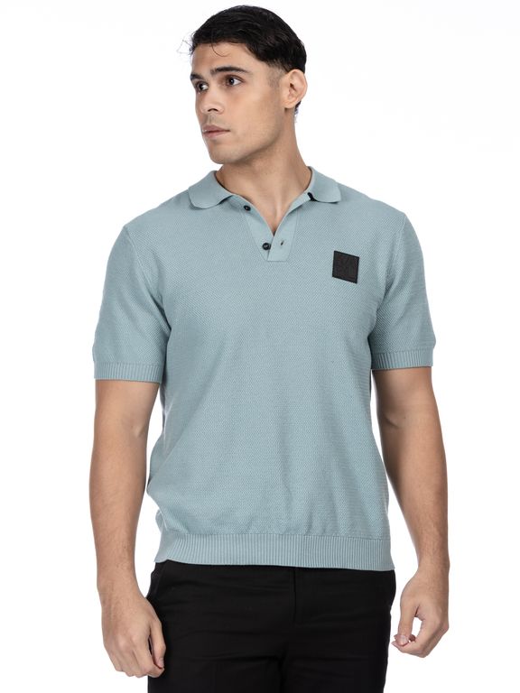 KARL LAGERFELD Polo de punto con parche de goma Verde