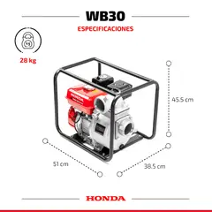 HONDA - Motobomba WB30 de 3 para aguas limpias