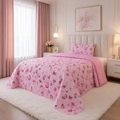 GENERICO - Cubrecama Quilt De Verano De 1.5 Plazas Diseño Floral En Tonos Rosa