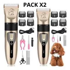 TASBEL - Pack X2 Rasuradora Perros Gatos Recargable Bajo Ruido Kit Aseo