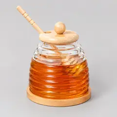 CAP DOR - Mielero de Vidrio con Tapa de Madera