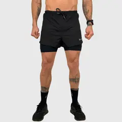 KONKO ACTIVE - Short Ultimate Running 2 en 1 Doble Capa Black Hombre Konko