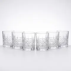 GENERICO - Set 6 Vasos Tallados Whisky Vidrio 200mL Coctel Piscolero