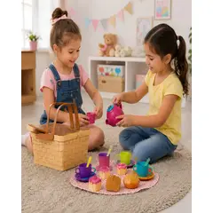 MYLHOGAR - Set Juego De Te Y Picnic Infantil Con Canasto 23 Piezas