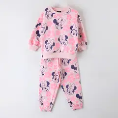 DISNEY - Conjunto Buzo Niña Minnie Full Print Flores Rosado