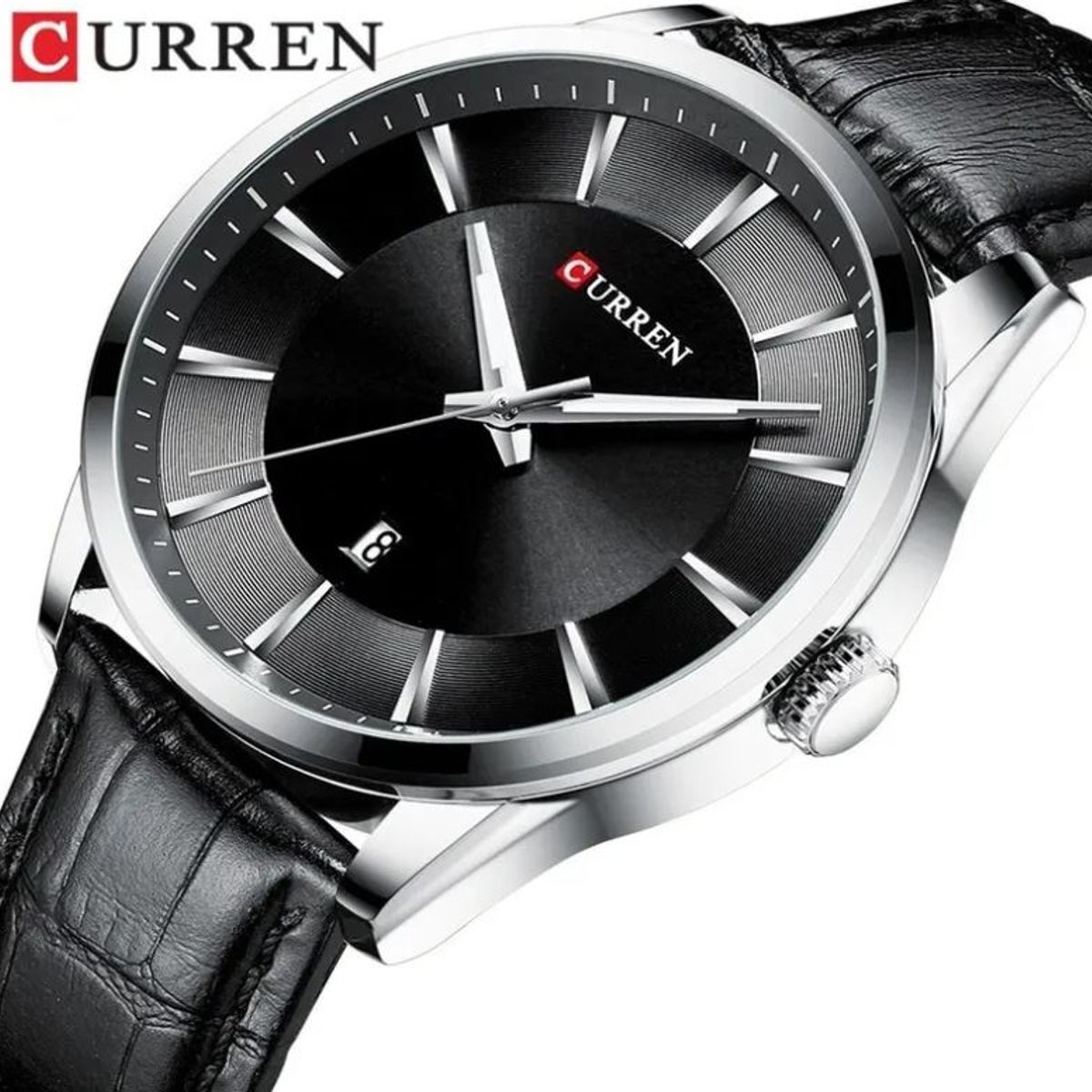 CURREN - Reloj  Hombre Elegante Cuero Dorado Calendario