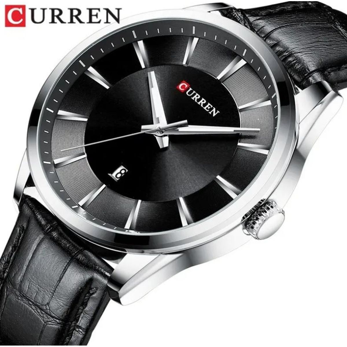CURREN - Reloj  Hombre Elegante Cuero Dorado Calendario