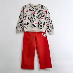 DISNEY - Conjunto Buzo Niña Minnie Full Print Beige