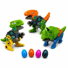 GENERICO - Pack 3 Dinosaurios Armables Con 4 Huevos Sorpresa Juguetes para niños