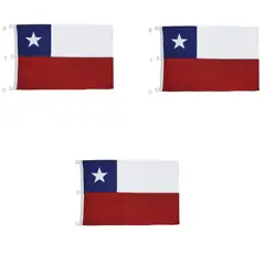 TASBEL - X3 Bandera De Chile 90x135 Estrella Bordada Doble Costura Fechas Patrias