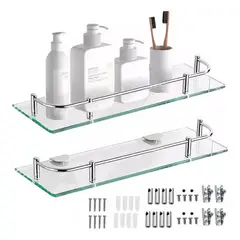 NORPLAT - Organizador Ducha Repisa Baño Set 2 Vidrio Templado
