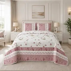 GENERICO - Cubrecama Quilt De Verano De 2.5 Plazas Diseño Floral