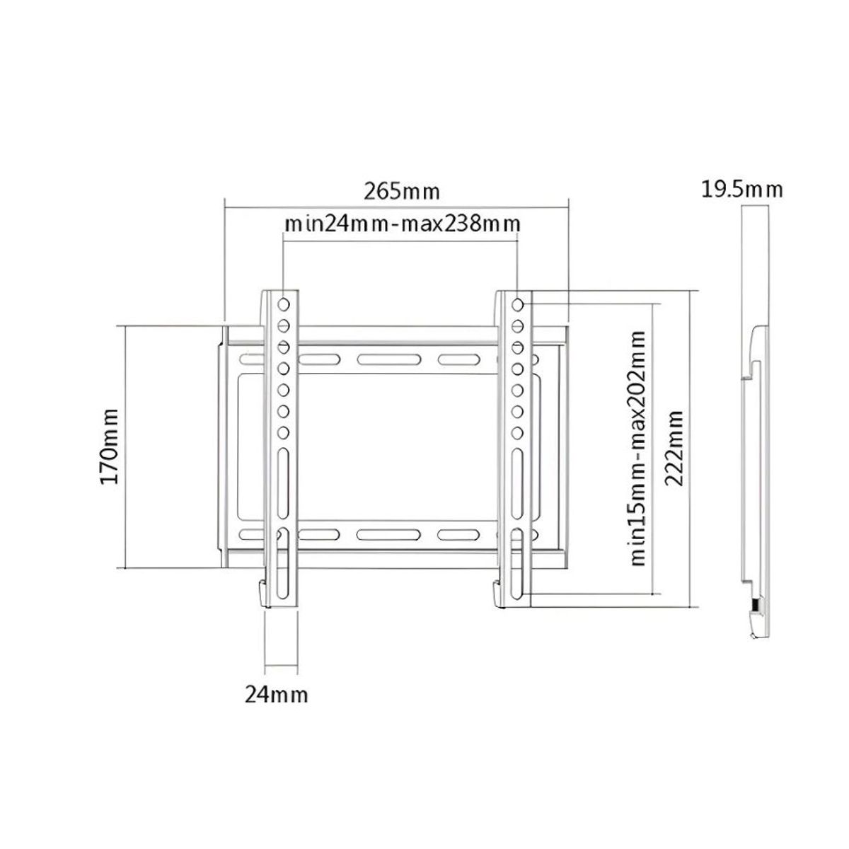 GENERICO - Soporte de Pared para TV LED LCD 14 a 42 Pulgadas Fijo Negro