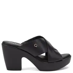 GACEL - Sandalia de cuero mujer negro Dalia