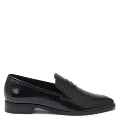 GACEL - Mocasin de cuero mujer negro Cruz 0661169