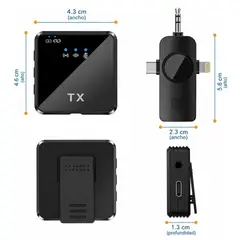 GENER - Micrófono Inalámbrico Lavalier 3 en 1 para iPhone, Android, PC y Cámara – Cancelación de Ruido DSP