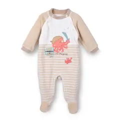 PILLIN - Osito Plush Recién Nacido Niño Bordado Pulpo Pirata Beige