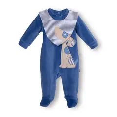 PILLIN - Osito Plush Recién Nacido Niño con Babero Perrito Azul